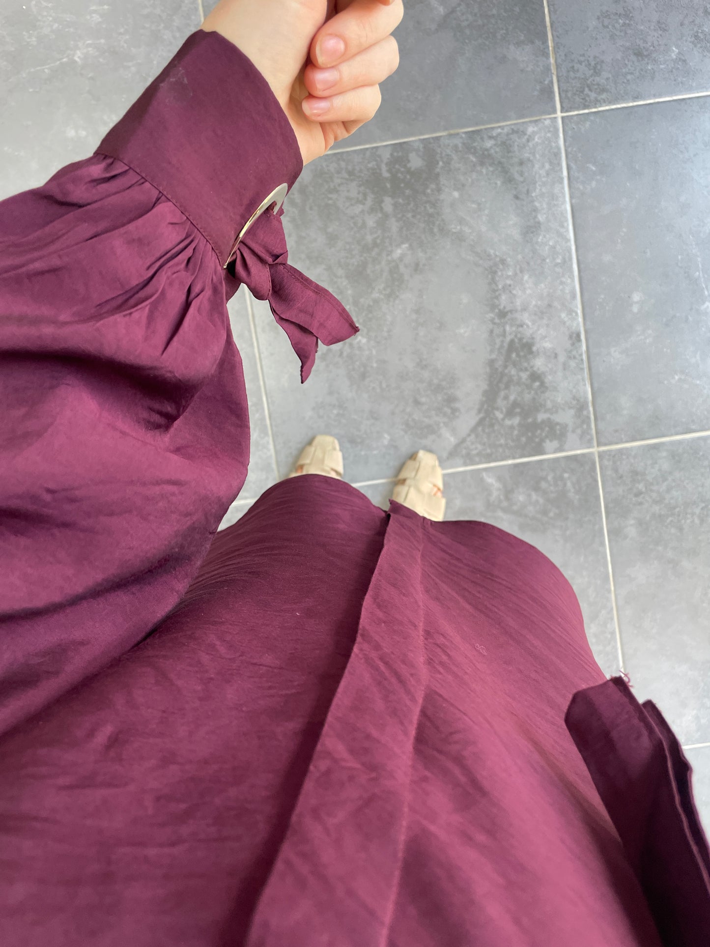 Kuş Gözü Tasarım Tencel Gömlek Bordo