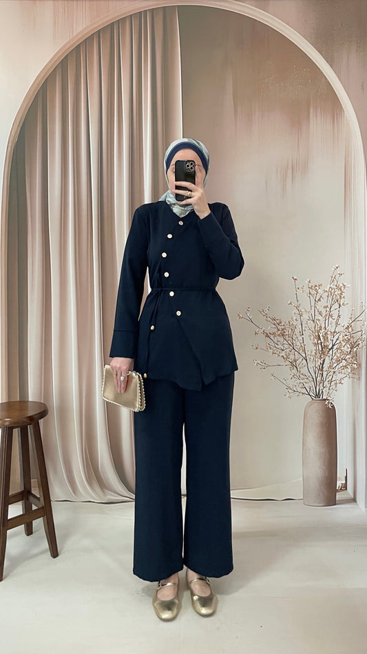 Asimetrik tasarım takım Lacivert