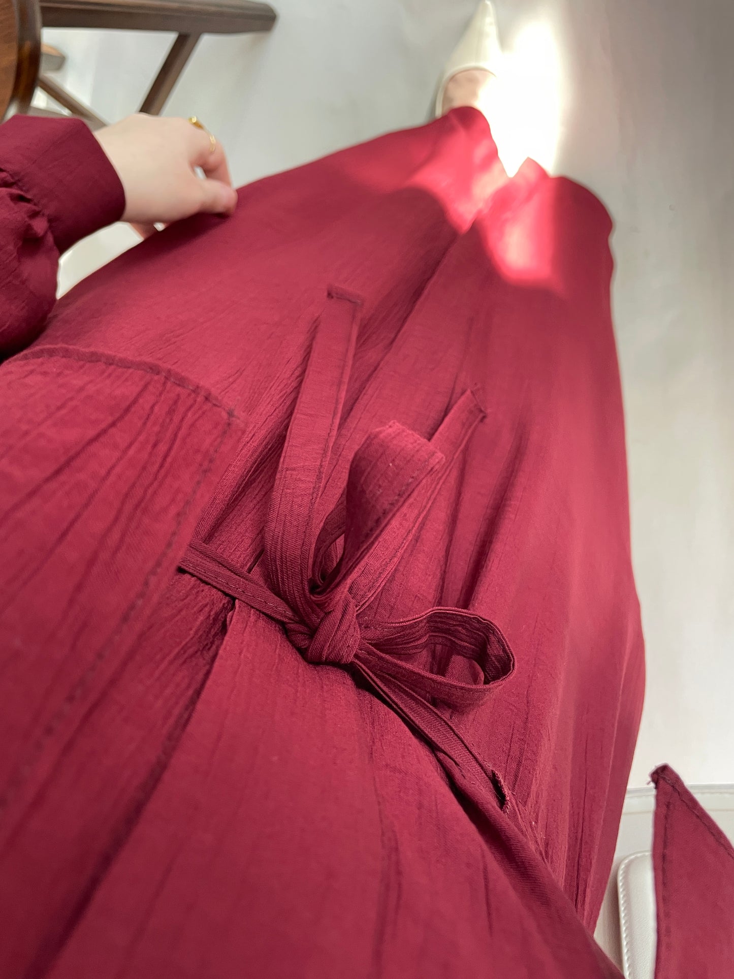 Çilek Kumaş Tunik Elbise Bordo