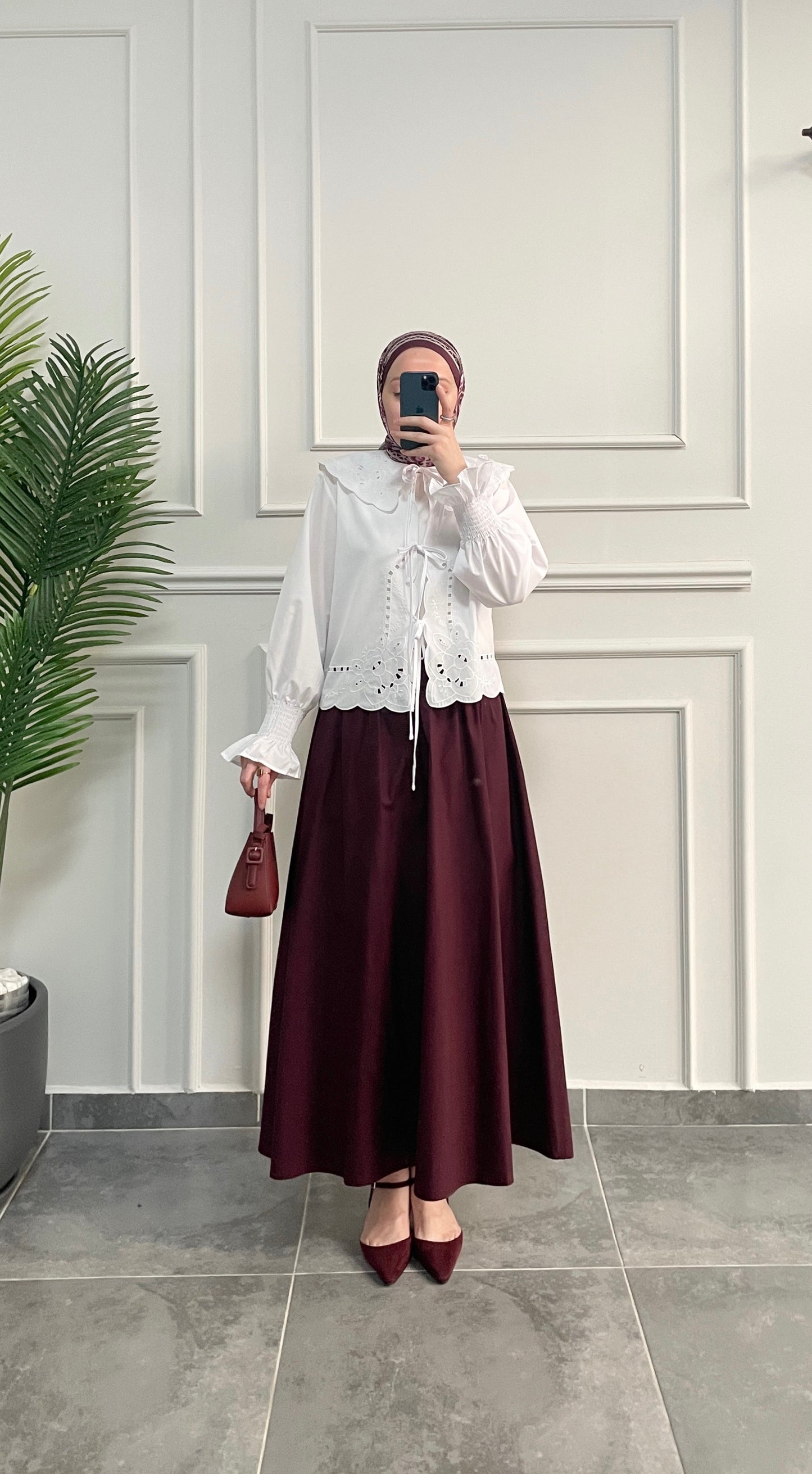 Bebe Yaka Nakışlı Kollar Gipeli Kimono-Beyaz