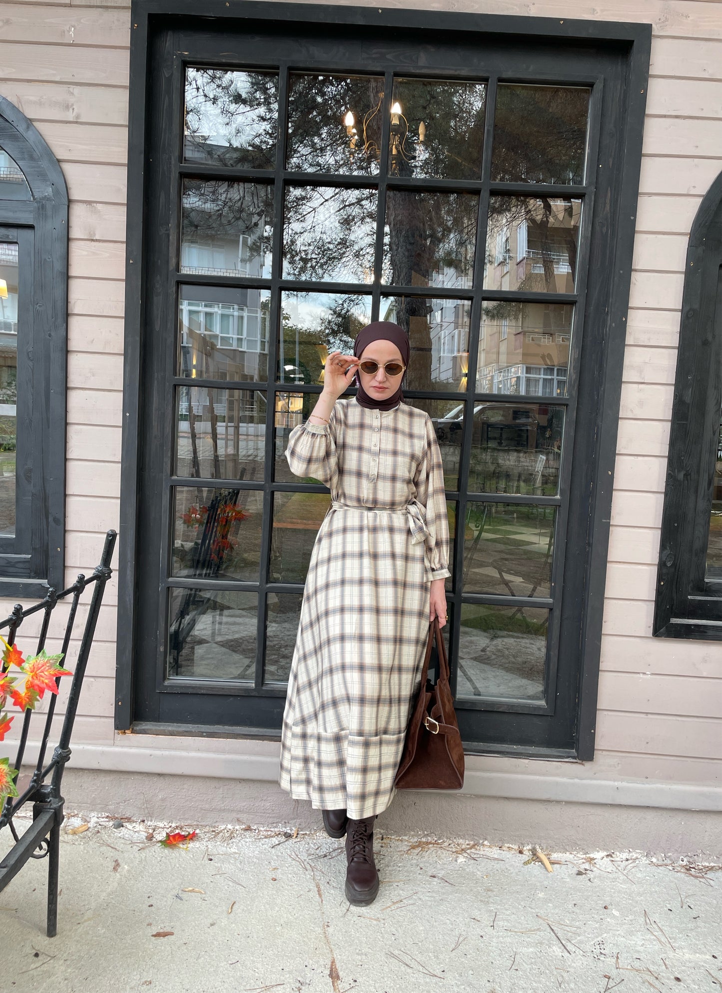 ZRA MODEL VİRAL EKOSE ELBİSE  BEJ