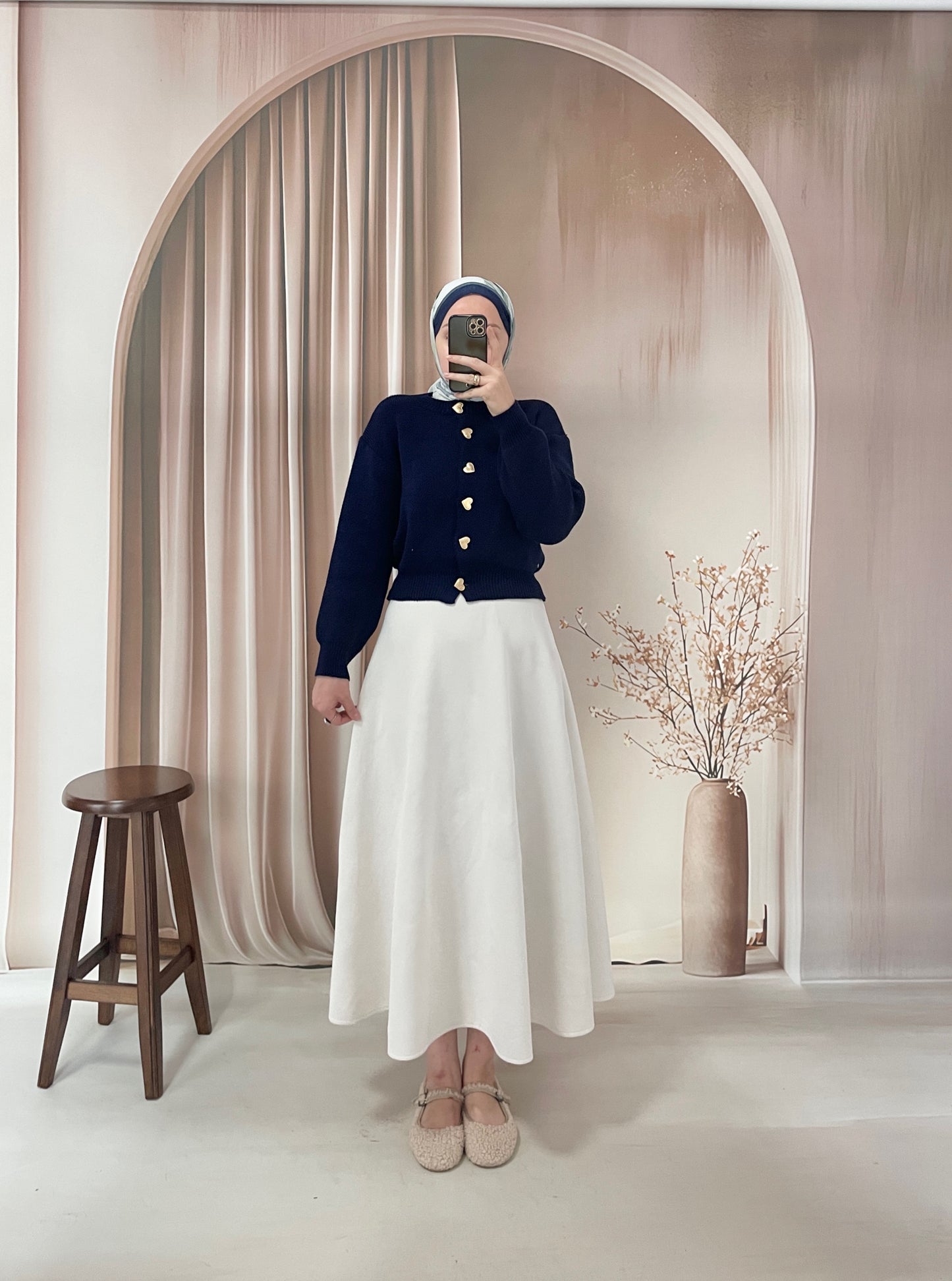 Kalp düğmeli hırka Lacivert