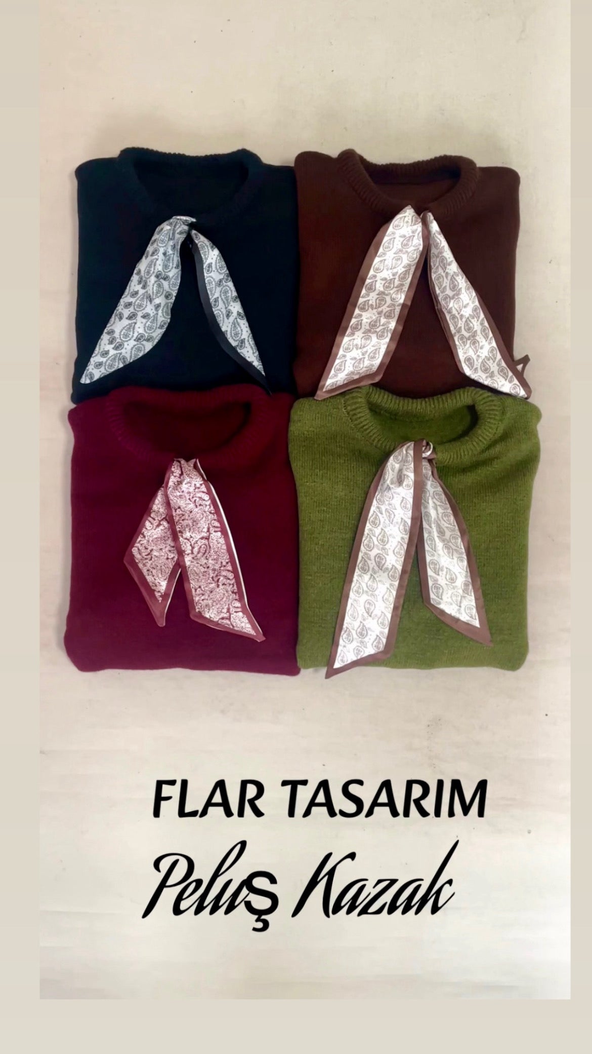 Flar Tasarım Peluş Kazak Bordo