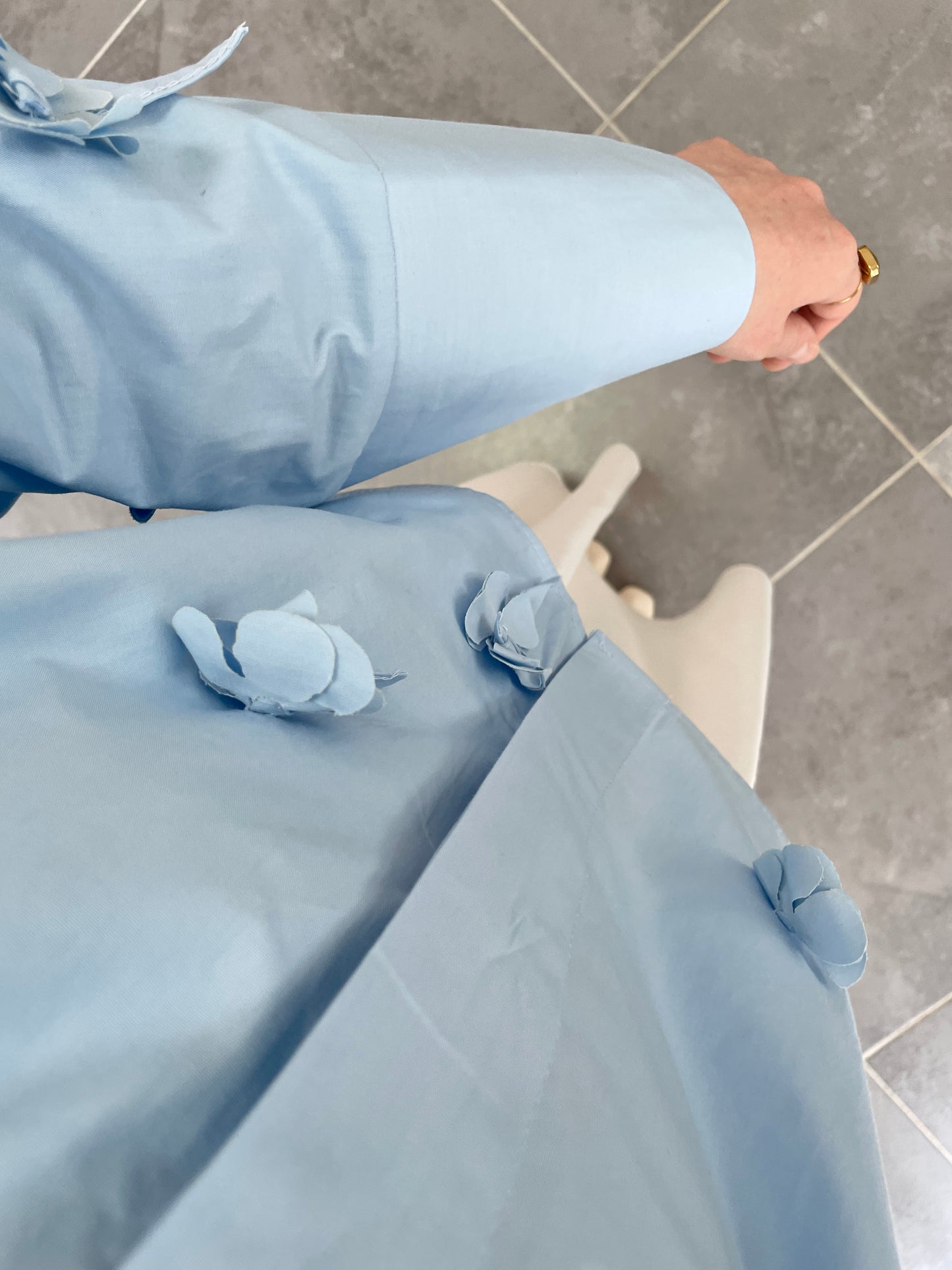 Papatyalı Poplin Gömlek-Bebe Mavi