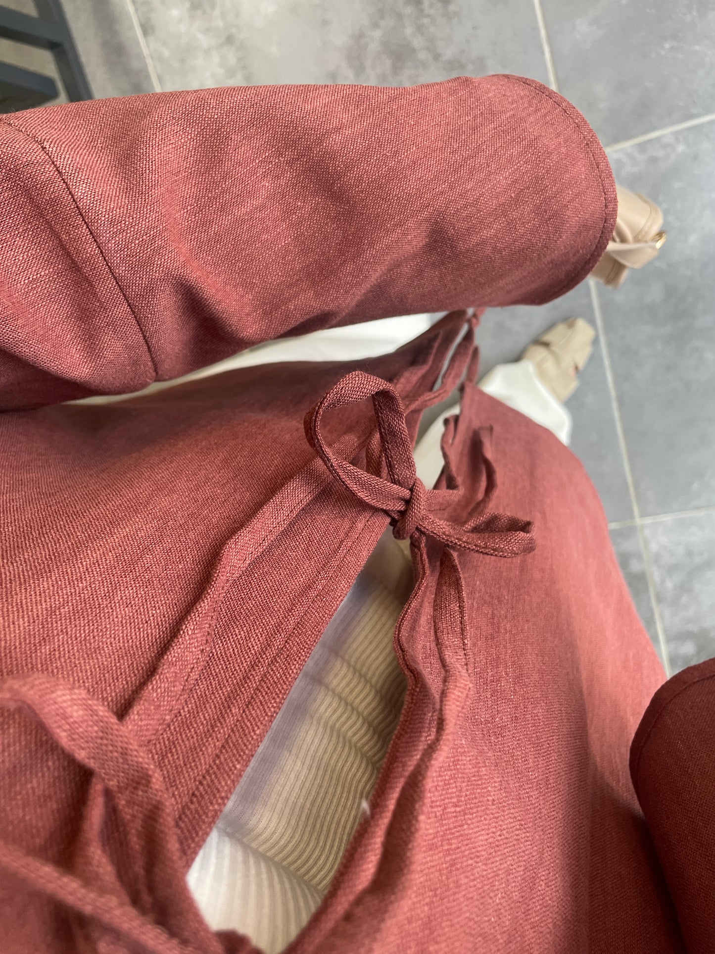 İspanyol Kol Ham Keten Kimono-Kiremit