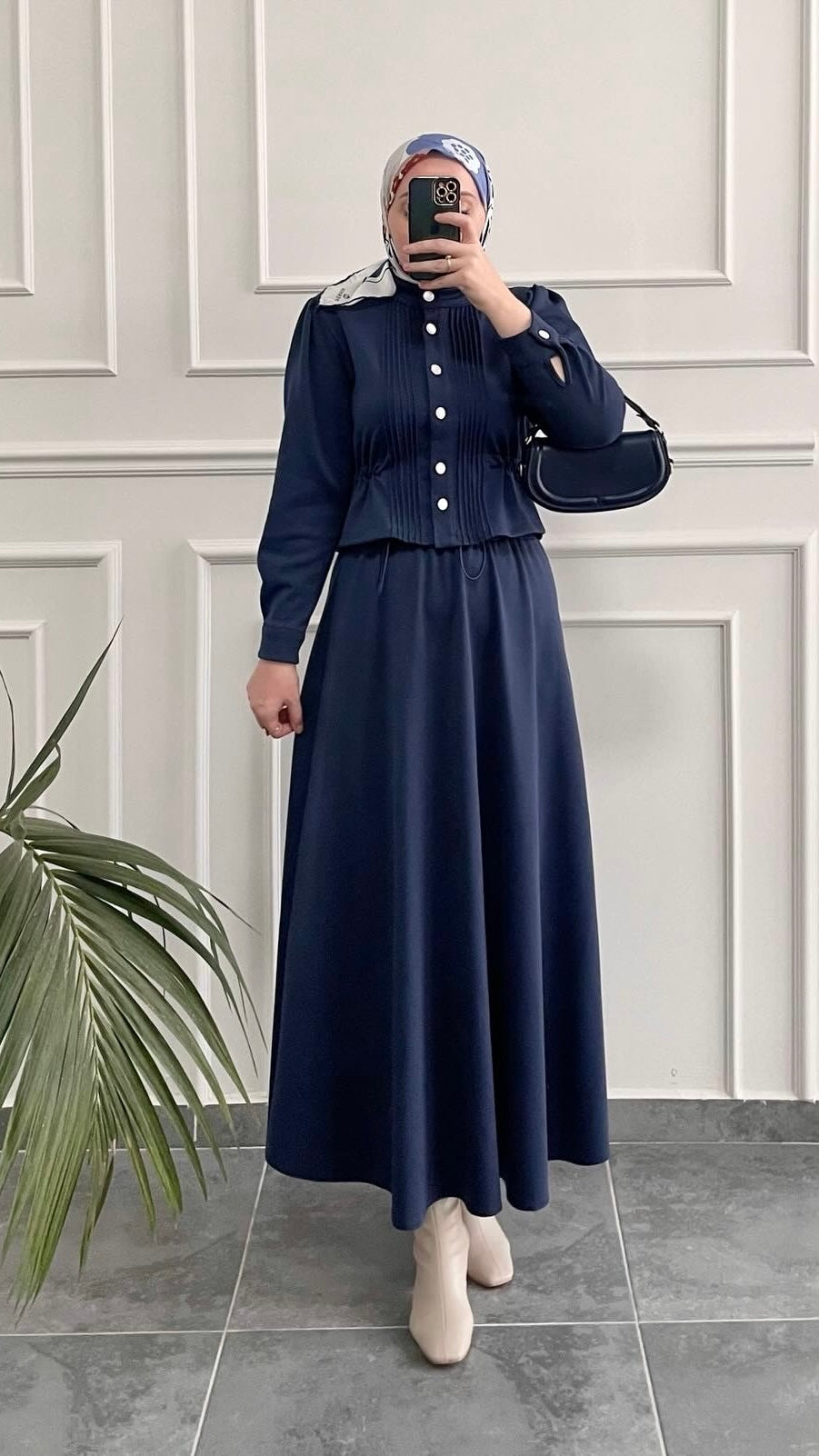 Modal Kumaş Etekli Takım Lacivert