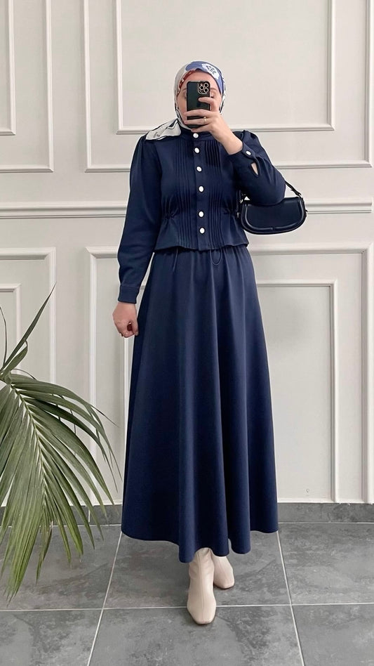 Modal Kumaş Etekli Takım Lacivert