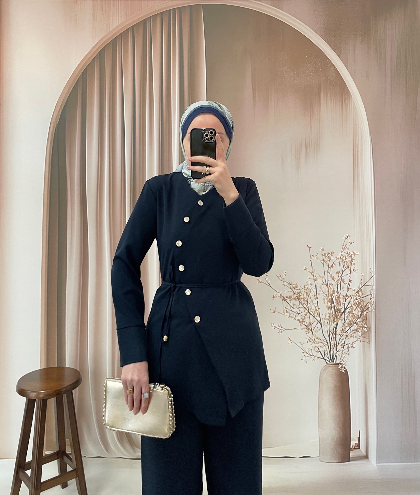 Asimetrik tasarım takım Lacivert