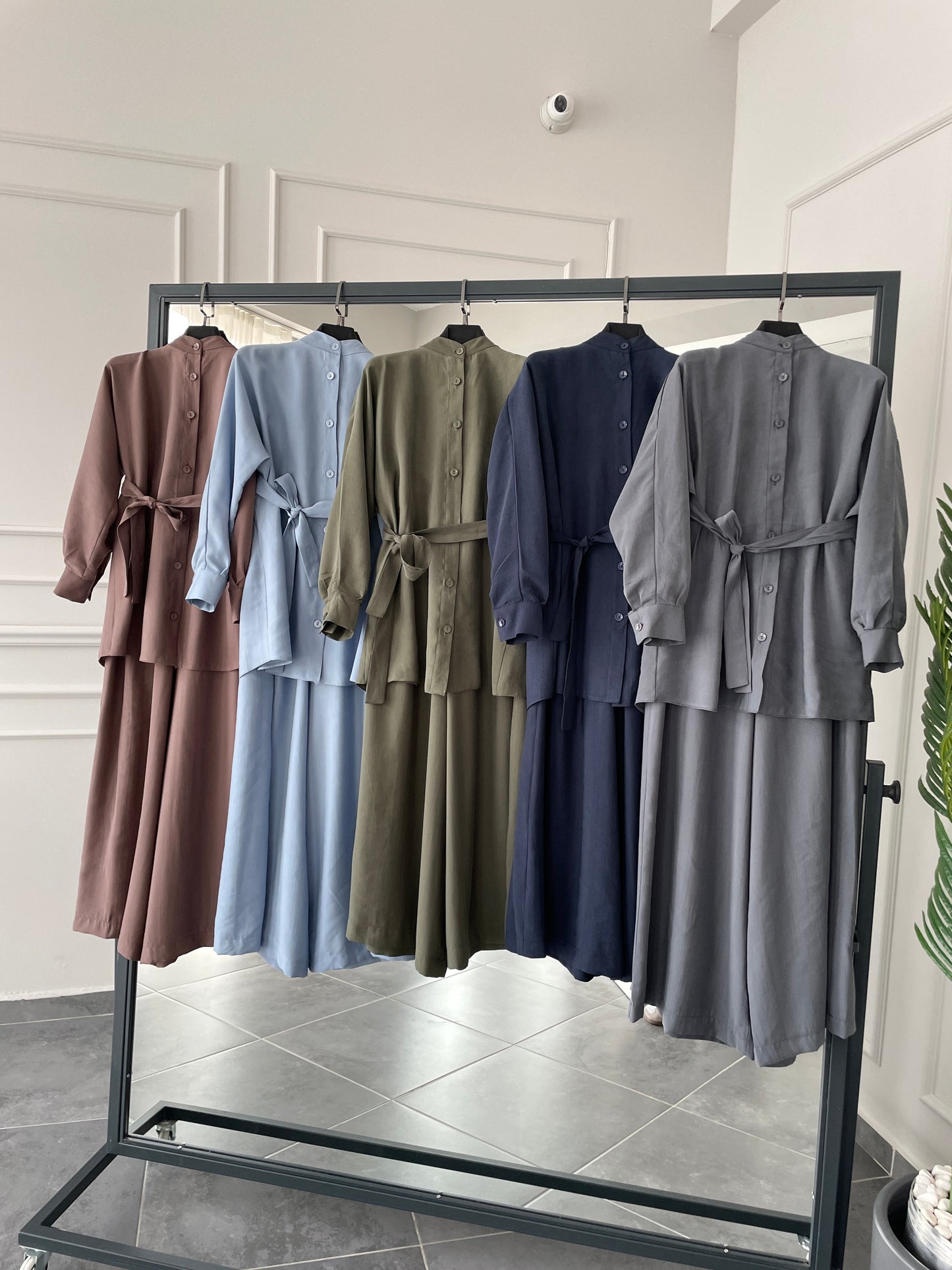 Tencel Keten Etek Pantolonlu Takım-Lacivert