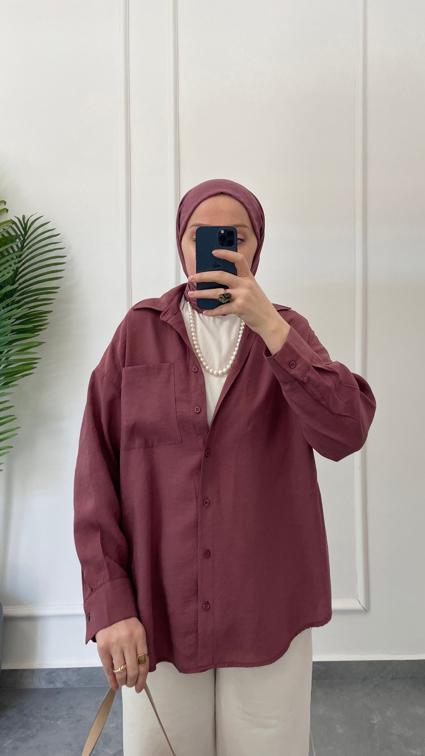 Basic Tencel Gömlek-Mürdüm