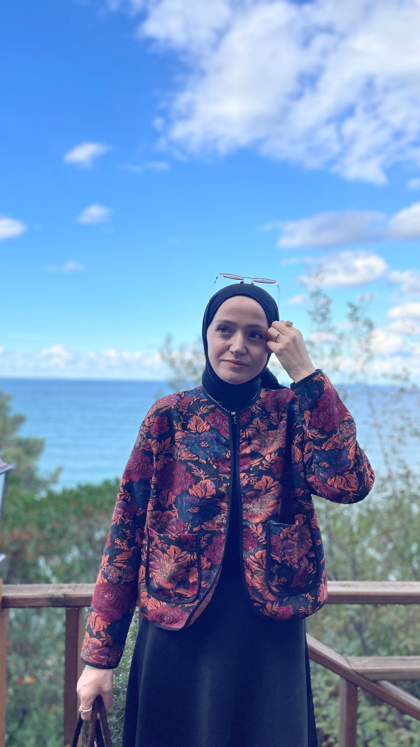 Vintage Etnik Ceket Çiçek Desenli