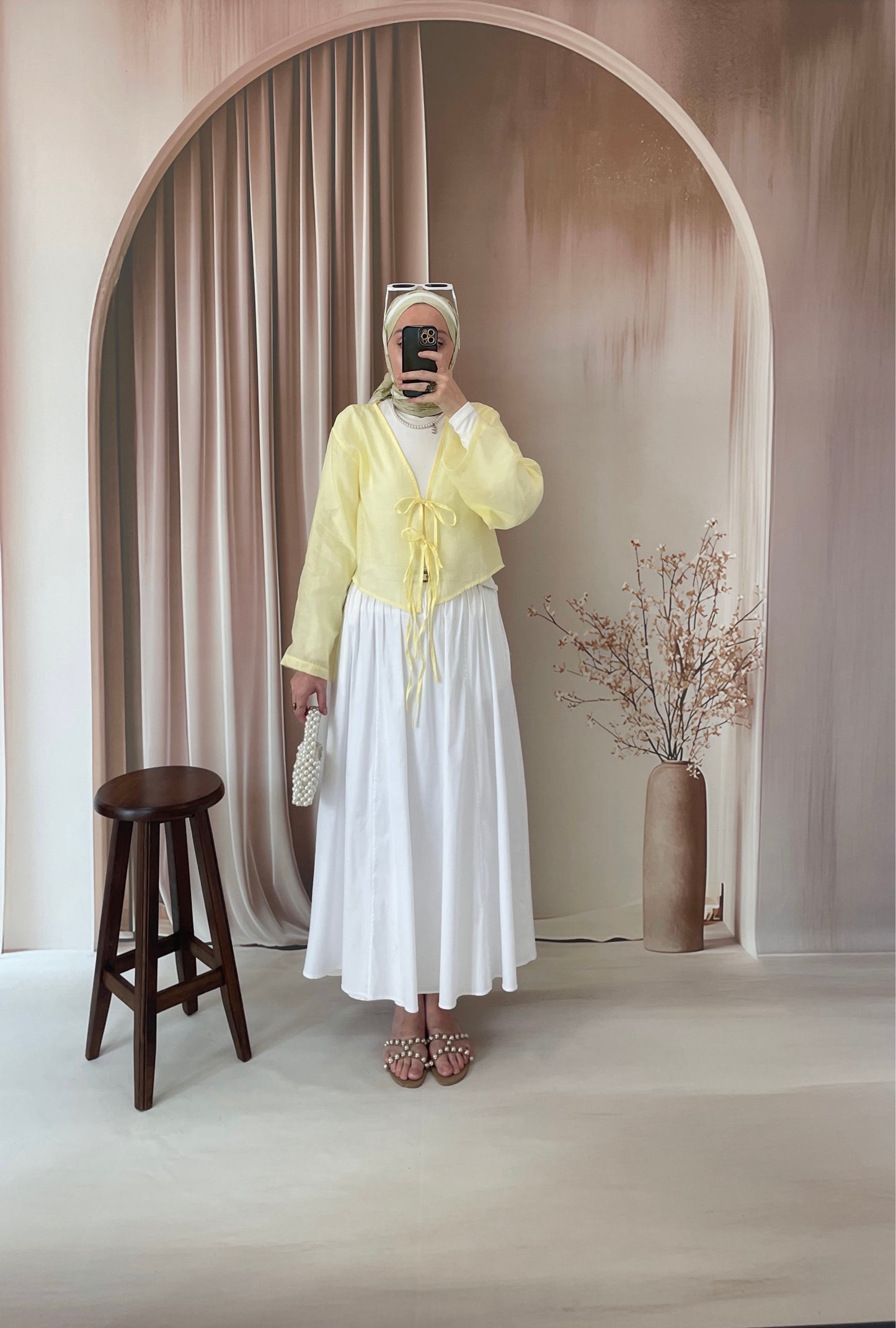 Modal Kumaş Bağcıklı Kimono Sarı