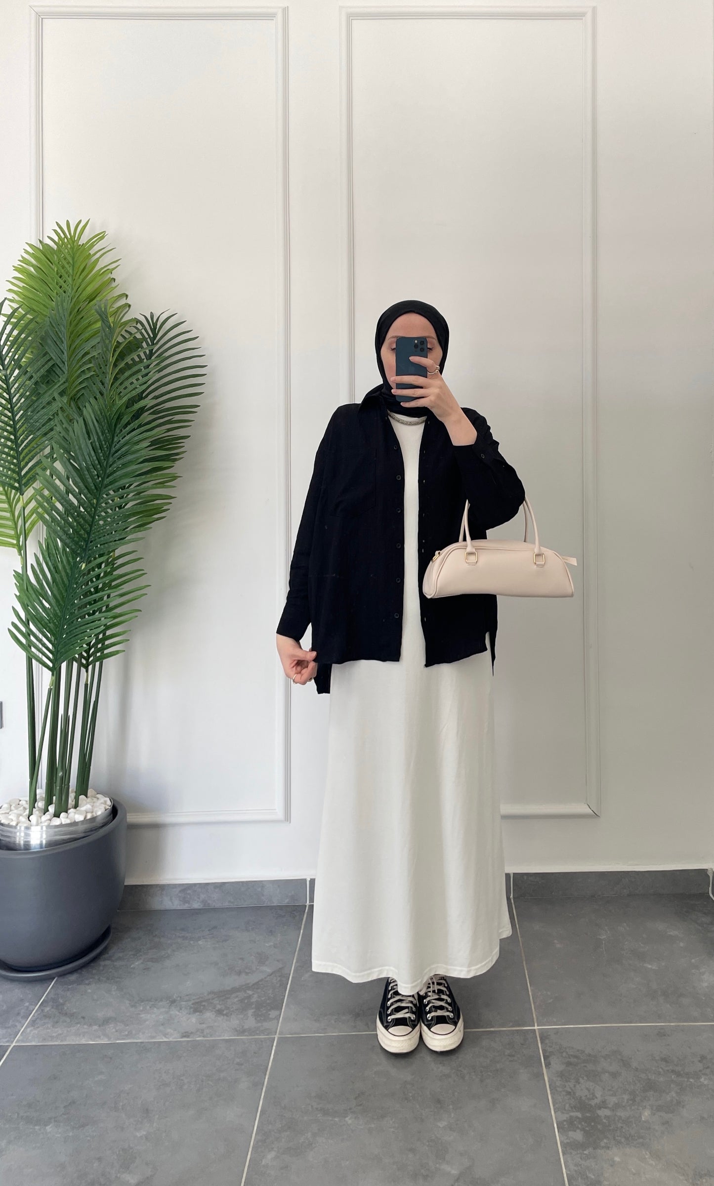 Kraş Kendinden Dokulu Gömlek-Siyah