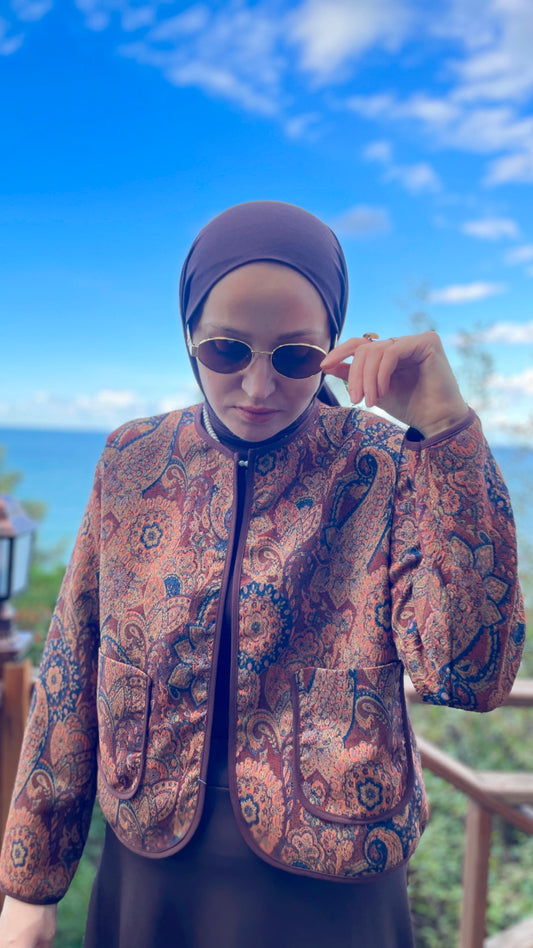 Vintage Etnik Ceket Kahve