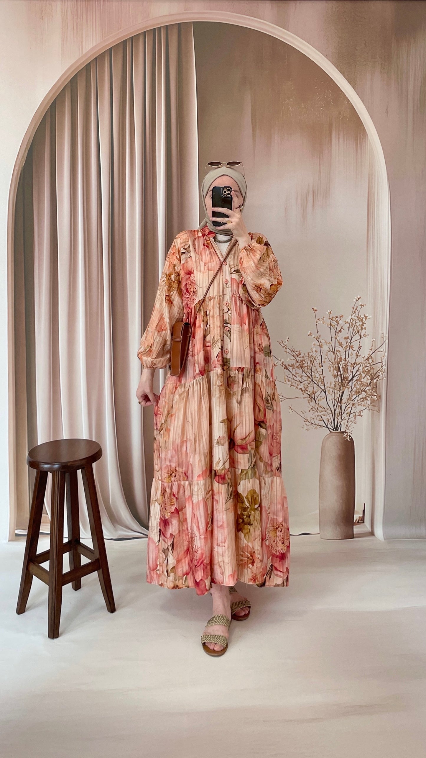 Mango Çiçek Desen Elbise Somon