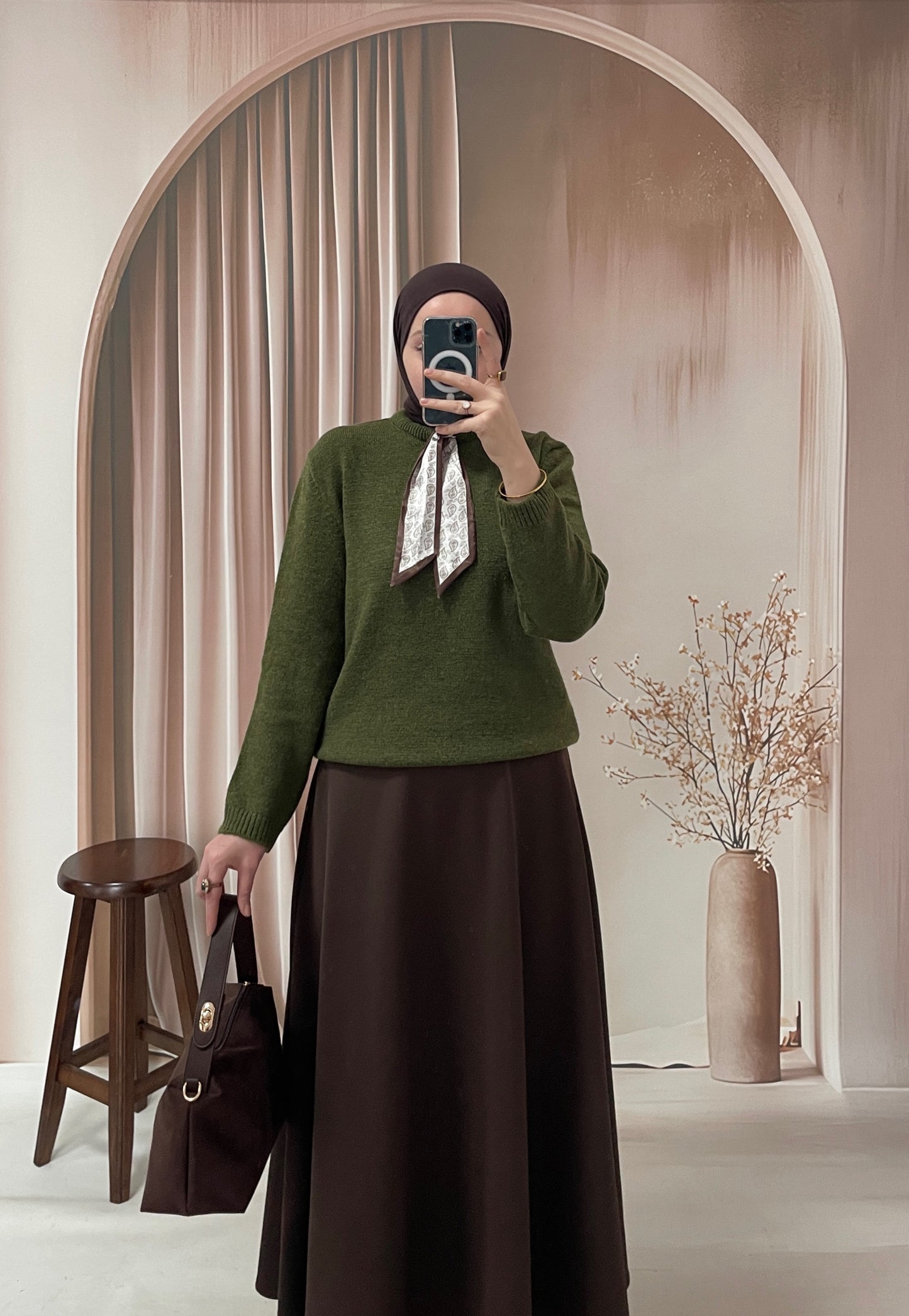 Flar Tasarım Peluş Kazak Yeşil