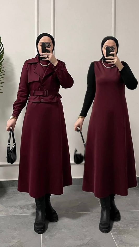 Scuba JİLE&TRENÇKOT Takım Bordo