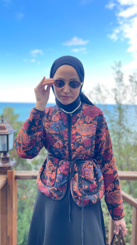 Vintage Etnik Ceket Çiçek Desenli