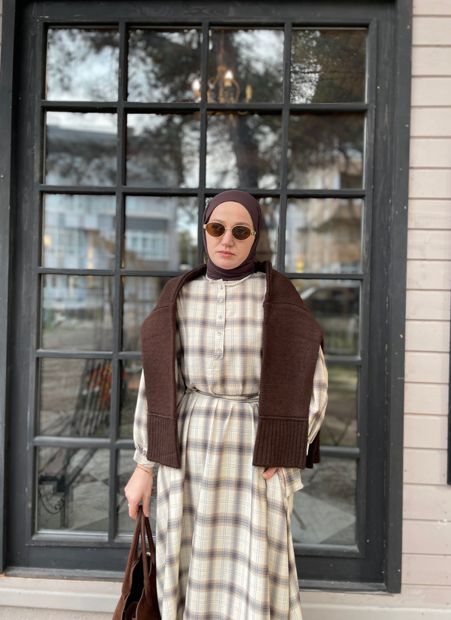 ZRA MODEL VİRAL EKOSE ELBİSE  BEJ