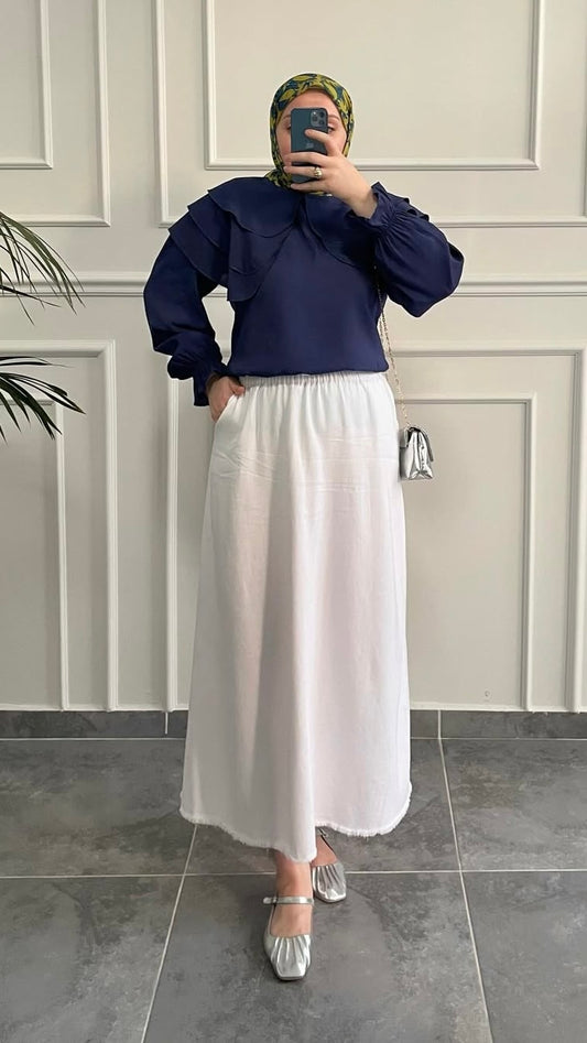Gabardin Etek Beyaz