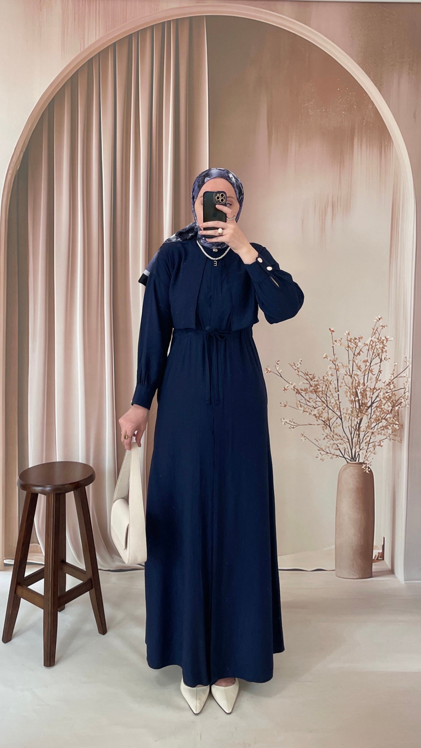 Çilek Kumaş Tunik Elbise Lacivert