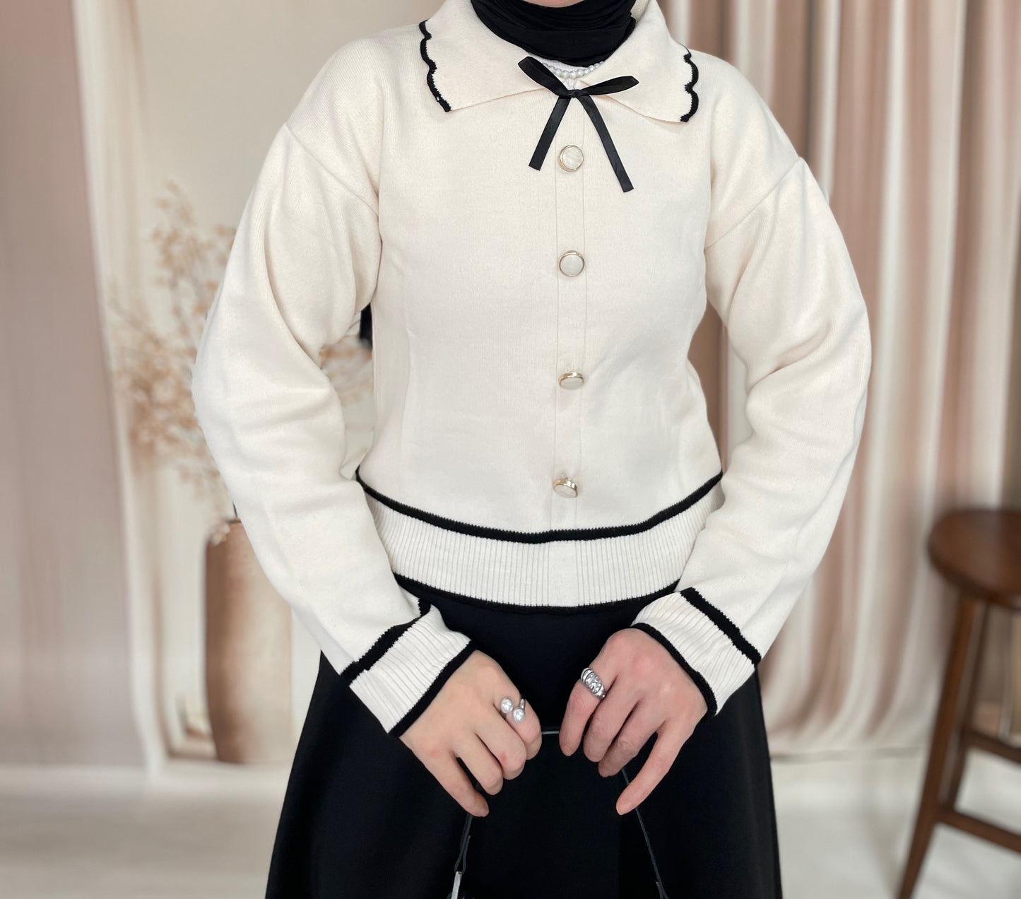 Bebe Yaka Retro Touch Kazak Ekru