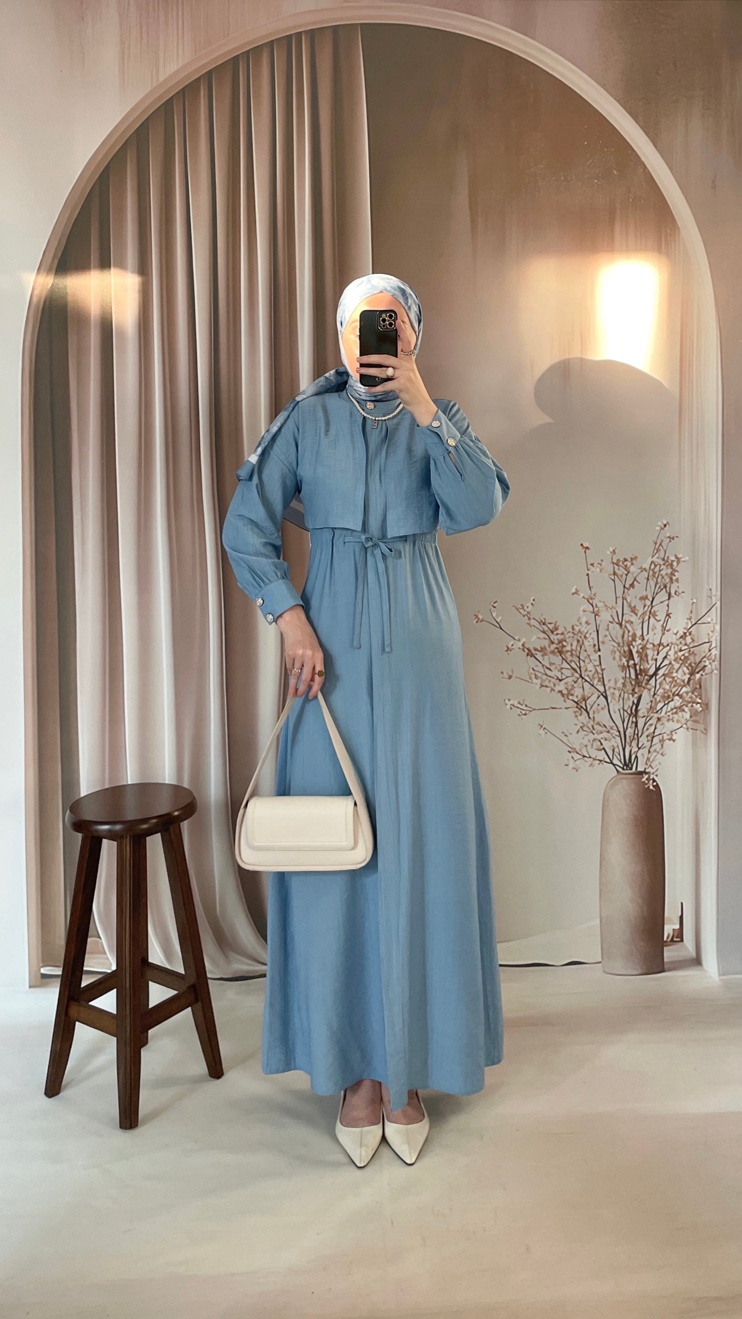 Çilek Kumaş Tunik Elbise Bebe Mavi