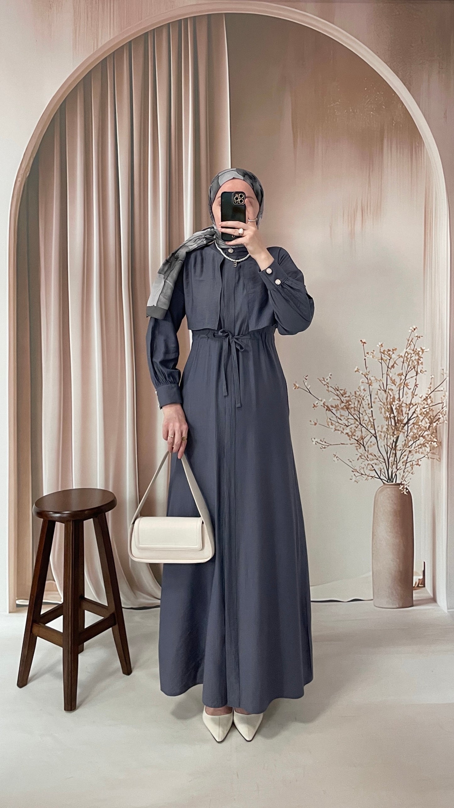 Çilek Kumaş Tunik Elbise Gri