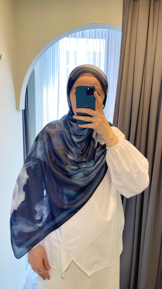 Lotus Pamuk Soft Şal-Lacivert