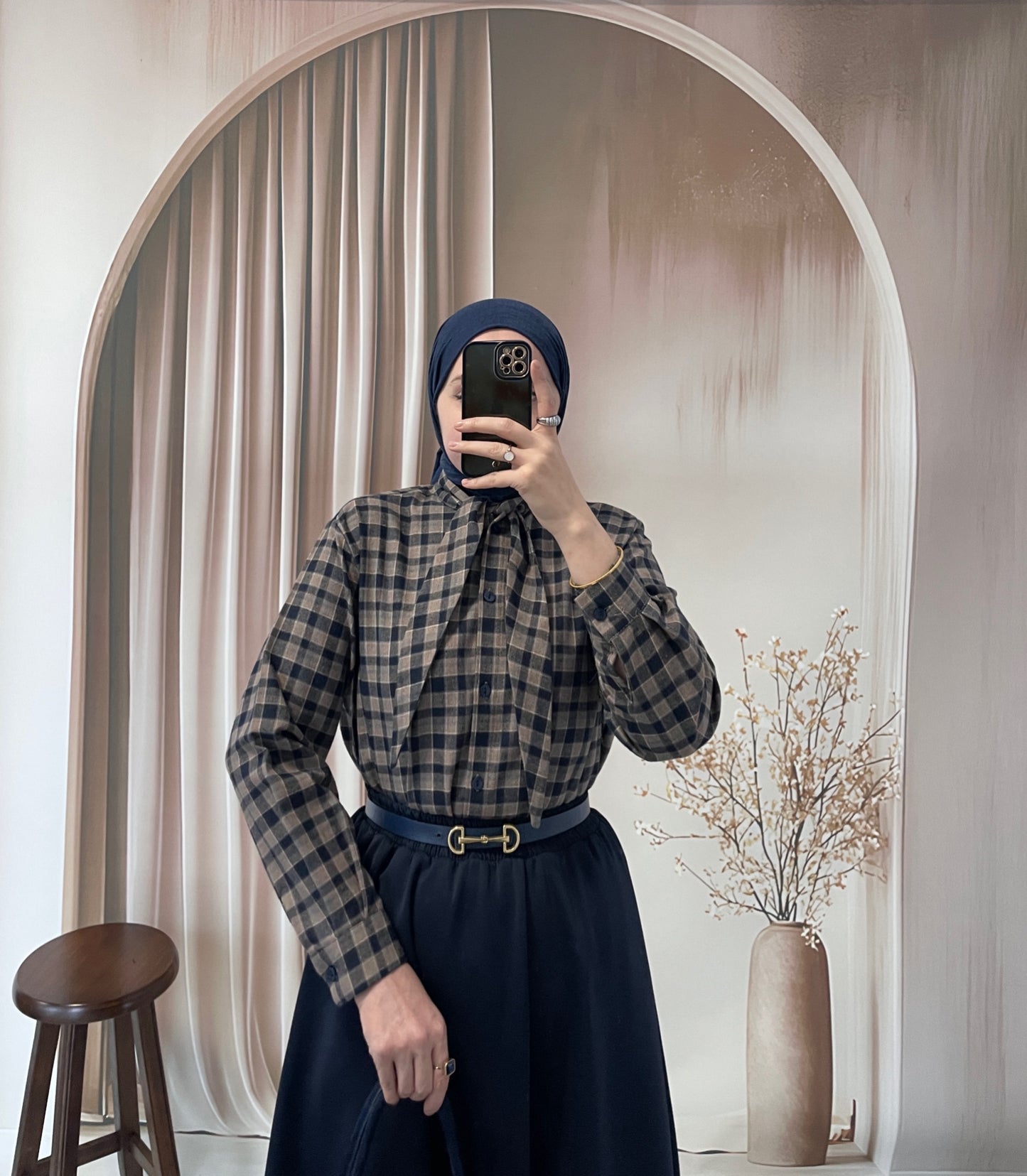 Ekose Desen Fular Tasarım Gömlek Laci&Vizon