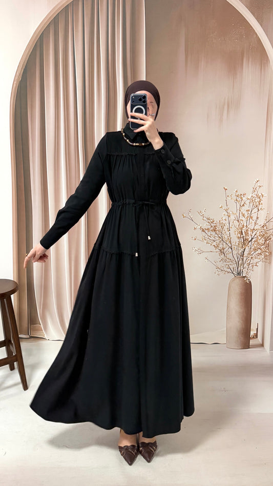 Güpürlü Cupra Elbise Siyah