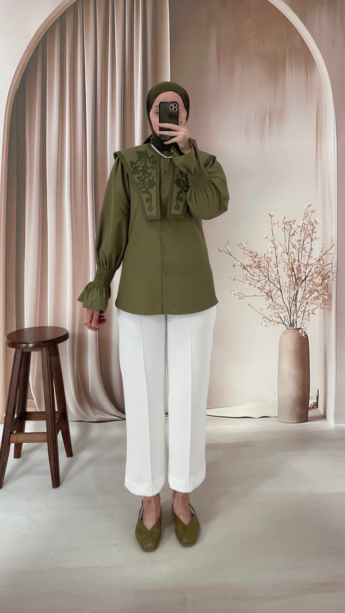 Bilek Boy Çımalı Scuba Palazzo Beyaz