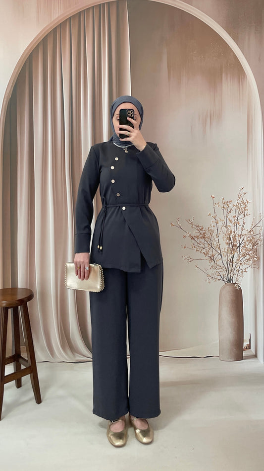 Asimetrik tasarım takım Antrasit