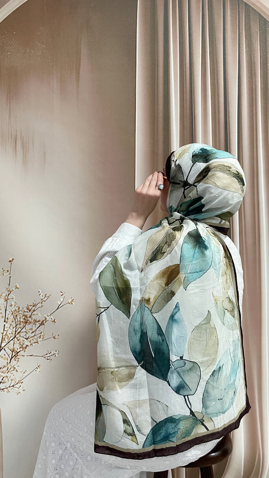 Yaprak Desen Bambu Soft Kraş Şal Acı kahve