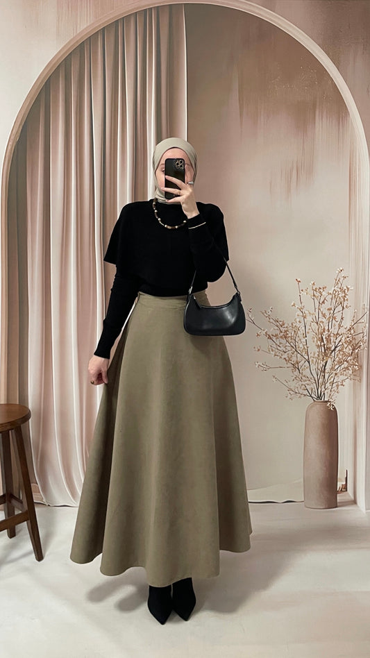 Premium Süet Çan Etek Vizon