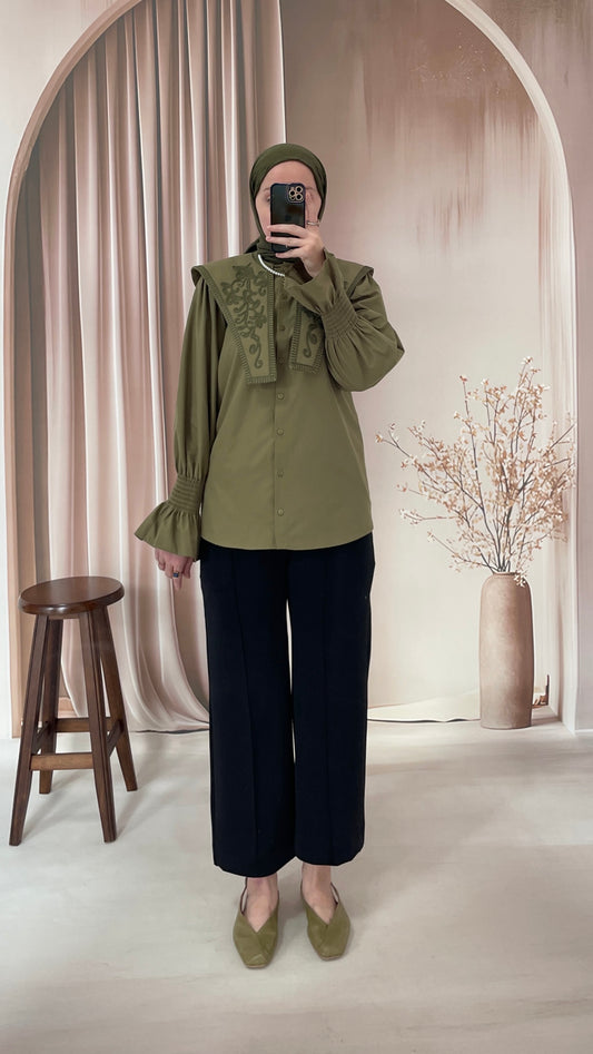 Bilek Boy Çımalı Scuba Palazzo Siyah