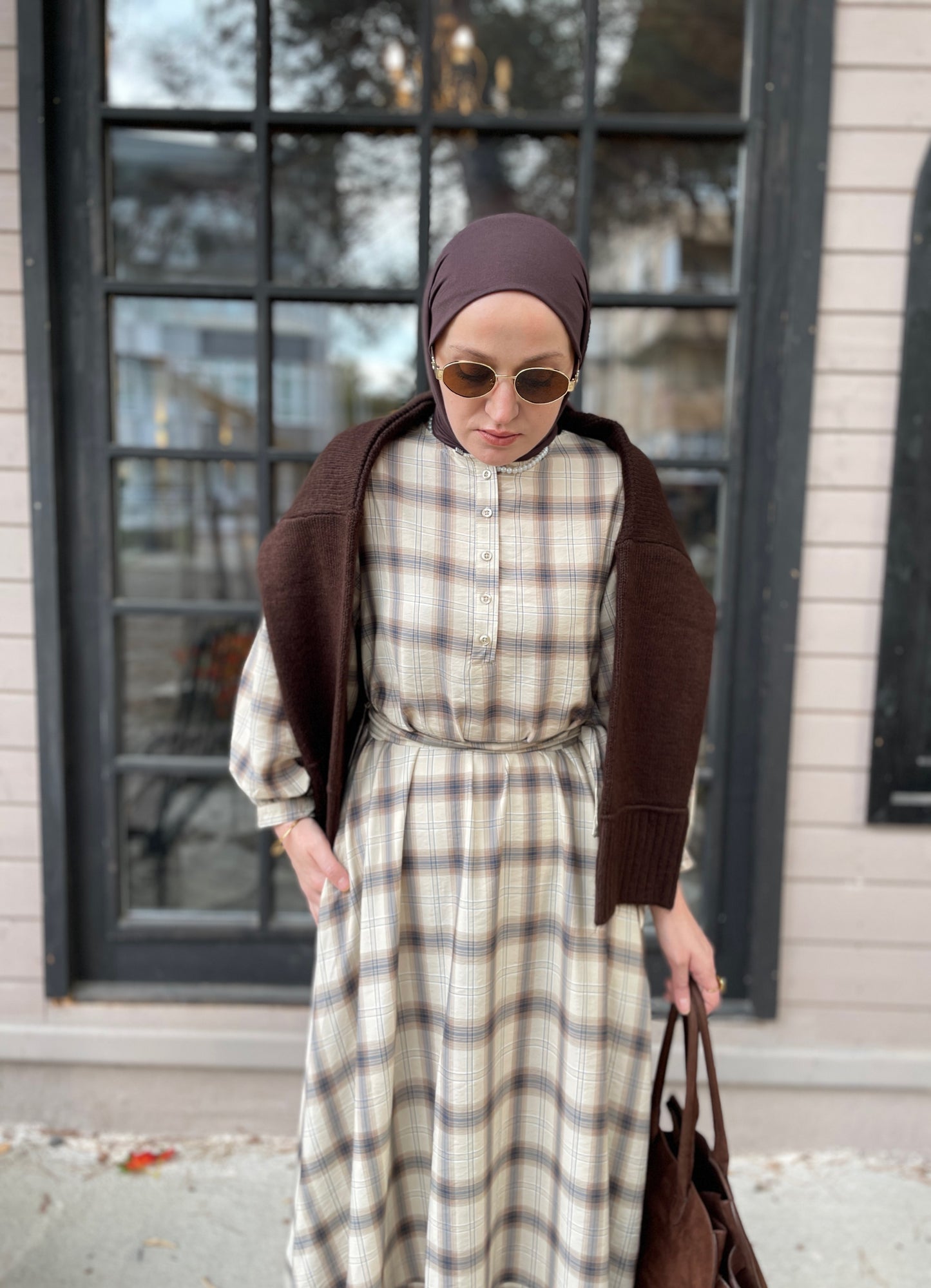 ZRA MODEL VİRAL EKOSE ELBİSE  BEJ