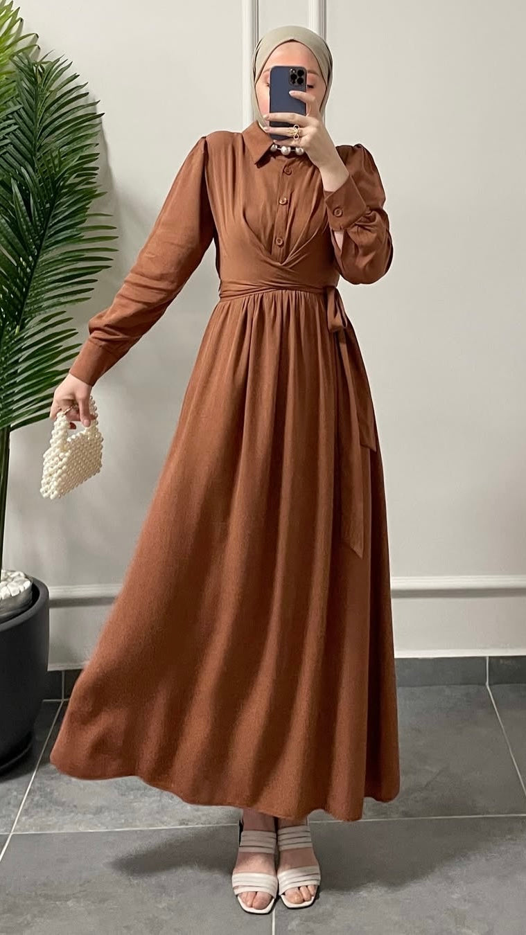 Liva Koton Elbise-Taba