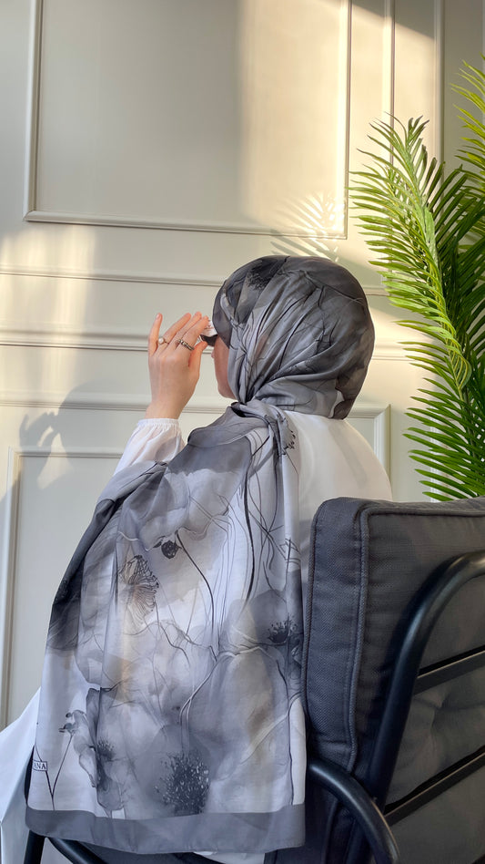 Pamuk Soft Hibiscus Şal Gri