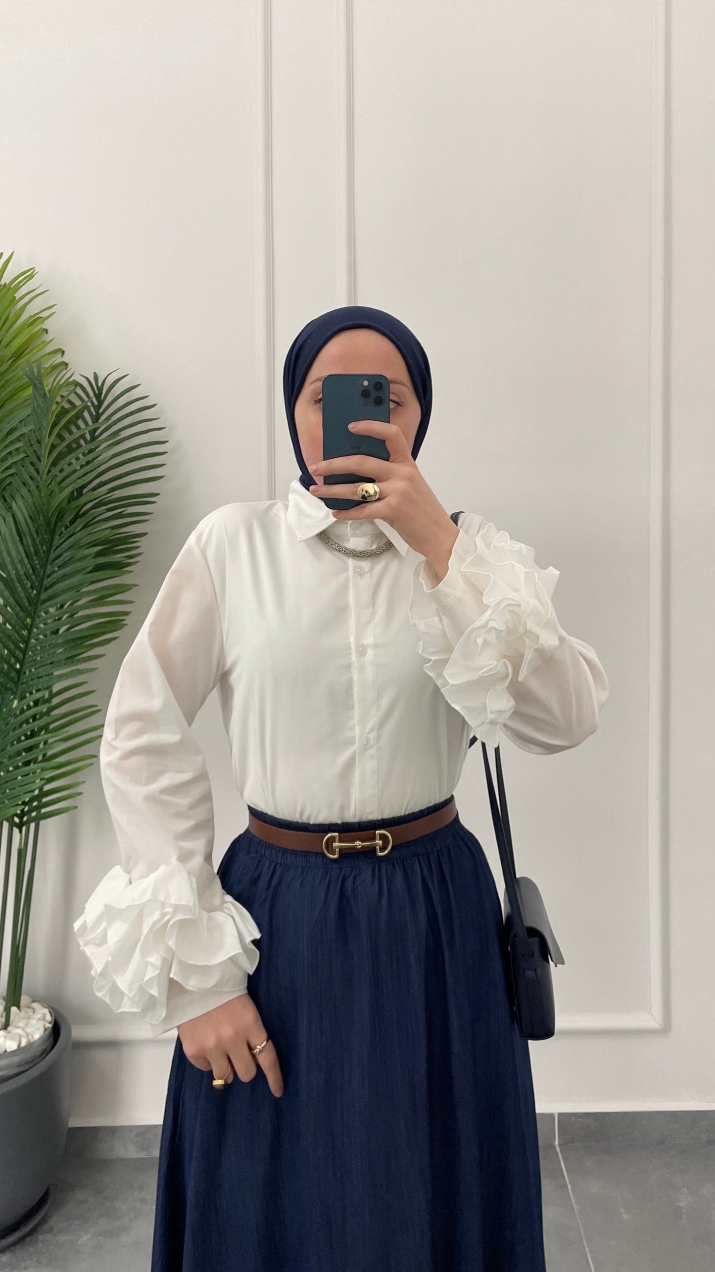 Çilek Kol Tasarım Gömlek-Ekru