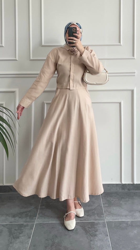 Gül bronşlu Etekli Takım