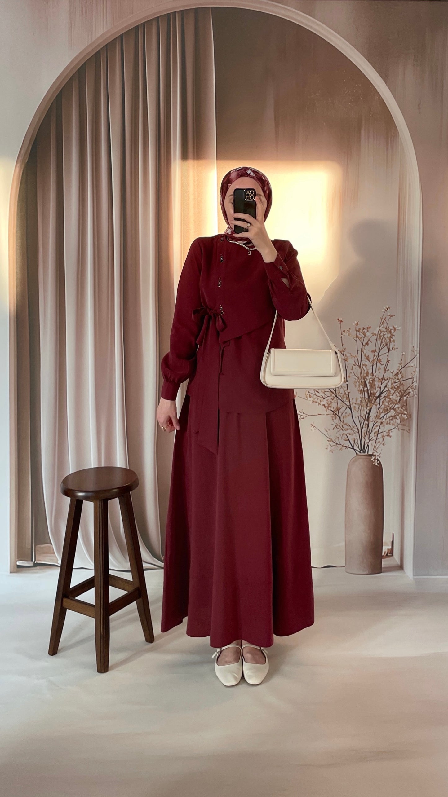 Kuş gözü tasarım Etekli Takım-Tarçın