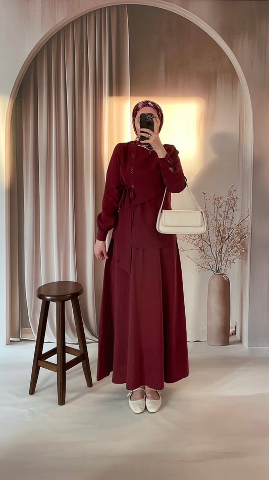 Kuş gözü tasarım Etekli Takım-Tarçın