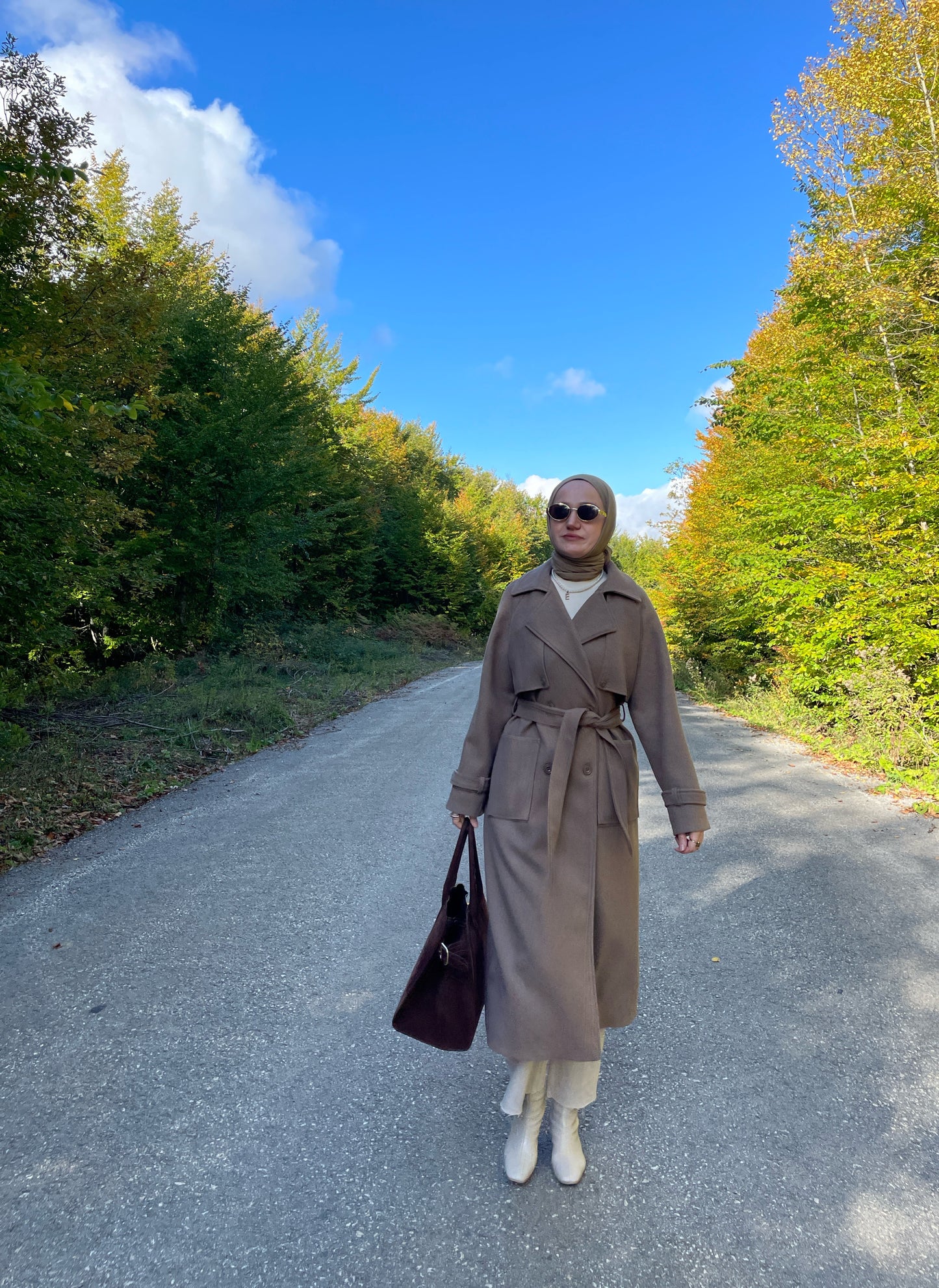 Trençkot Tasarım Premium Kaşe Kaban Vizon