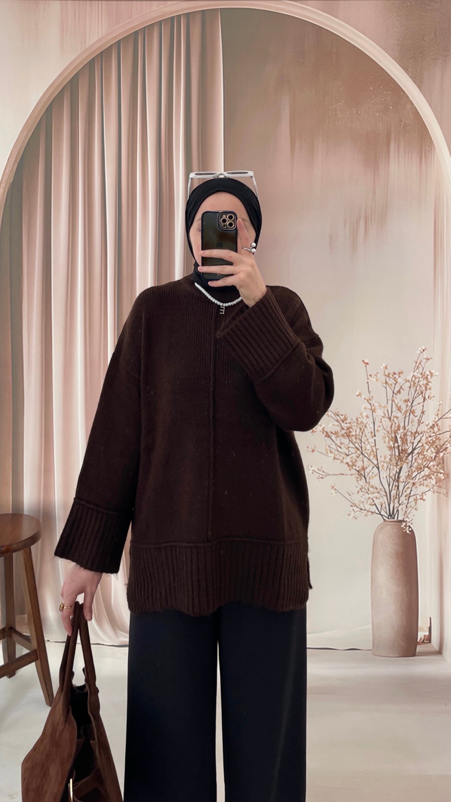 Basic Bisiklet Yaka Kazak Acı Kahve