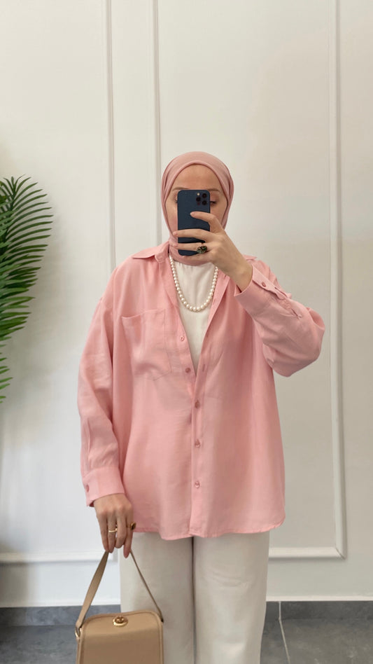 Basic Tencel Gömlek-Pudra