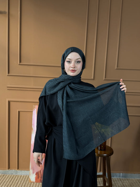 Çift Taraflı Şiraze Monogram Şal Siyah