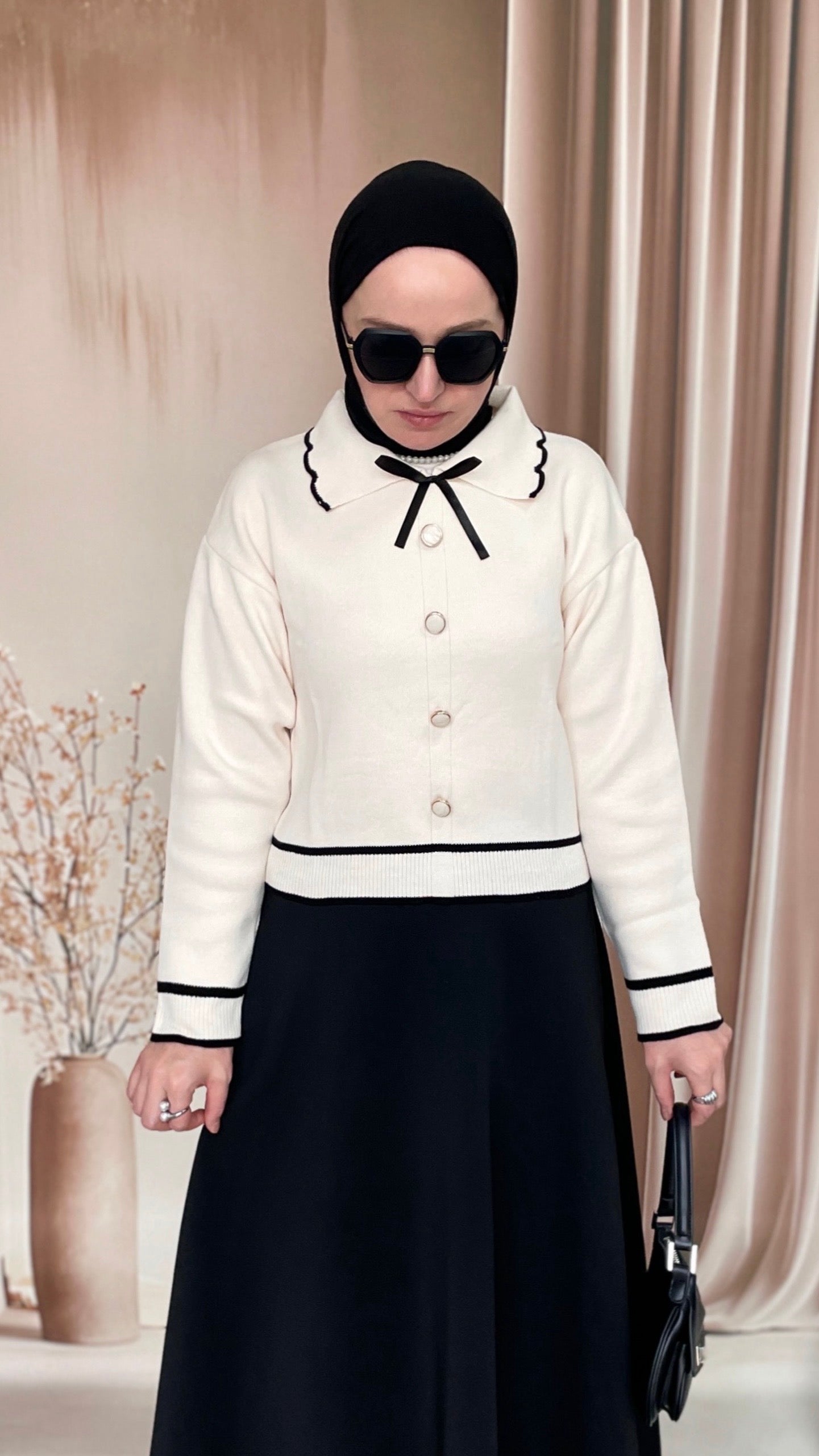 Bebe Yaka Retro Touch Kazak Ekru