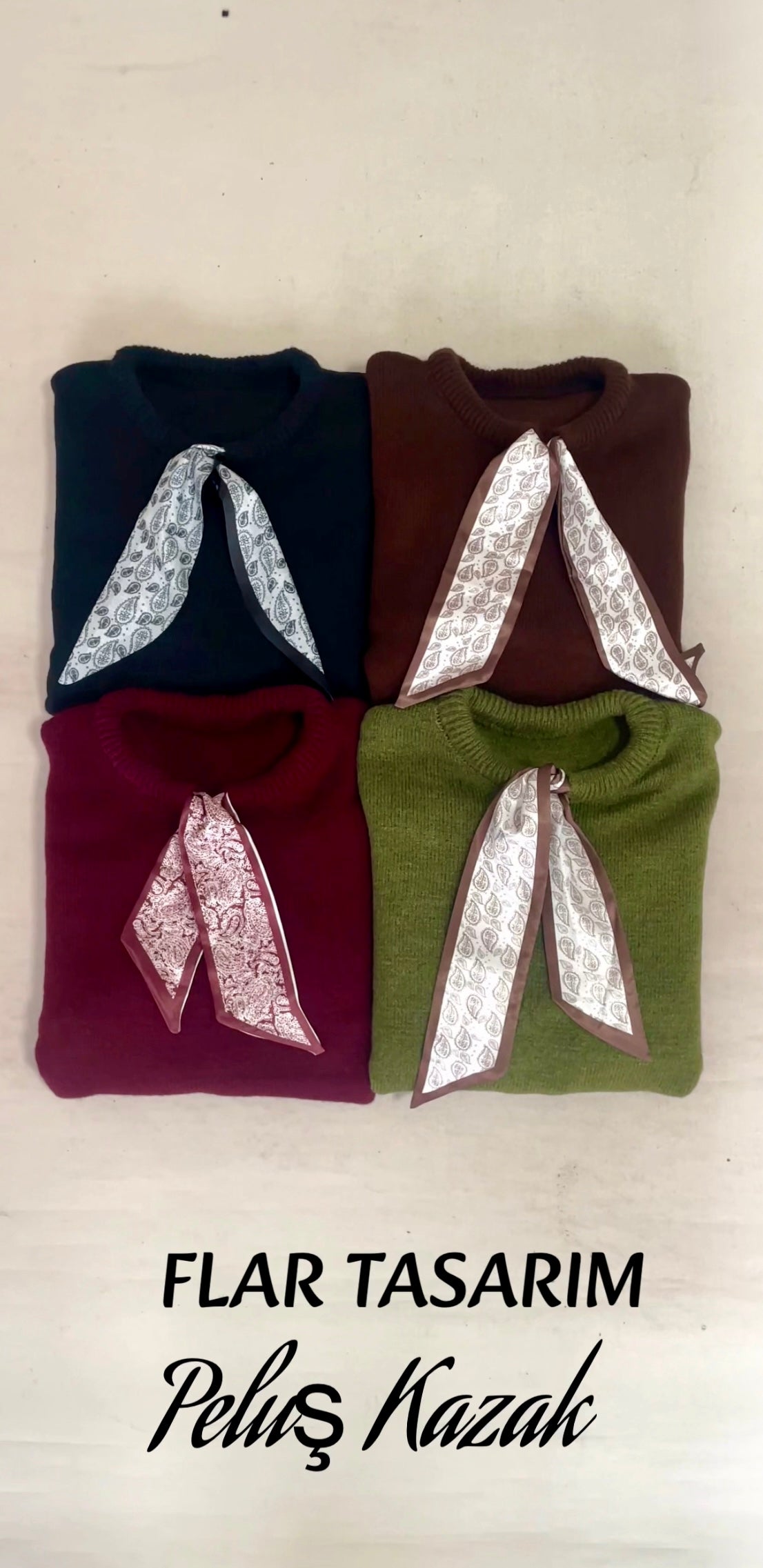 Flar Tasarım Peluş Kazak Yeşil