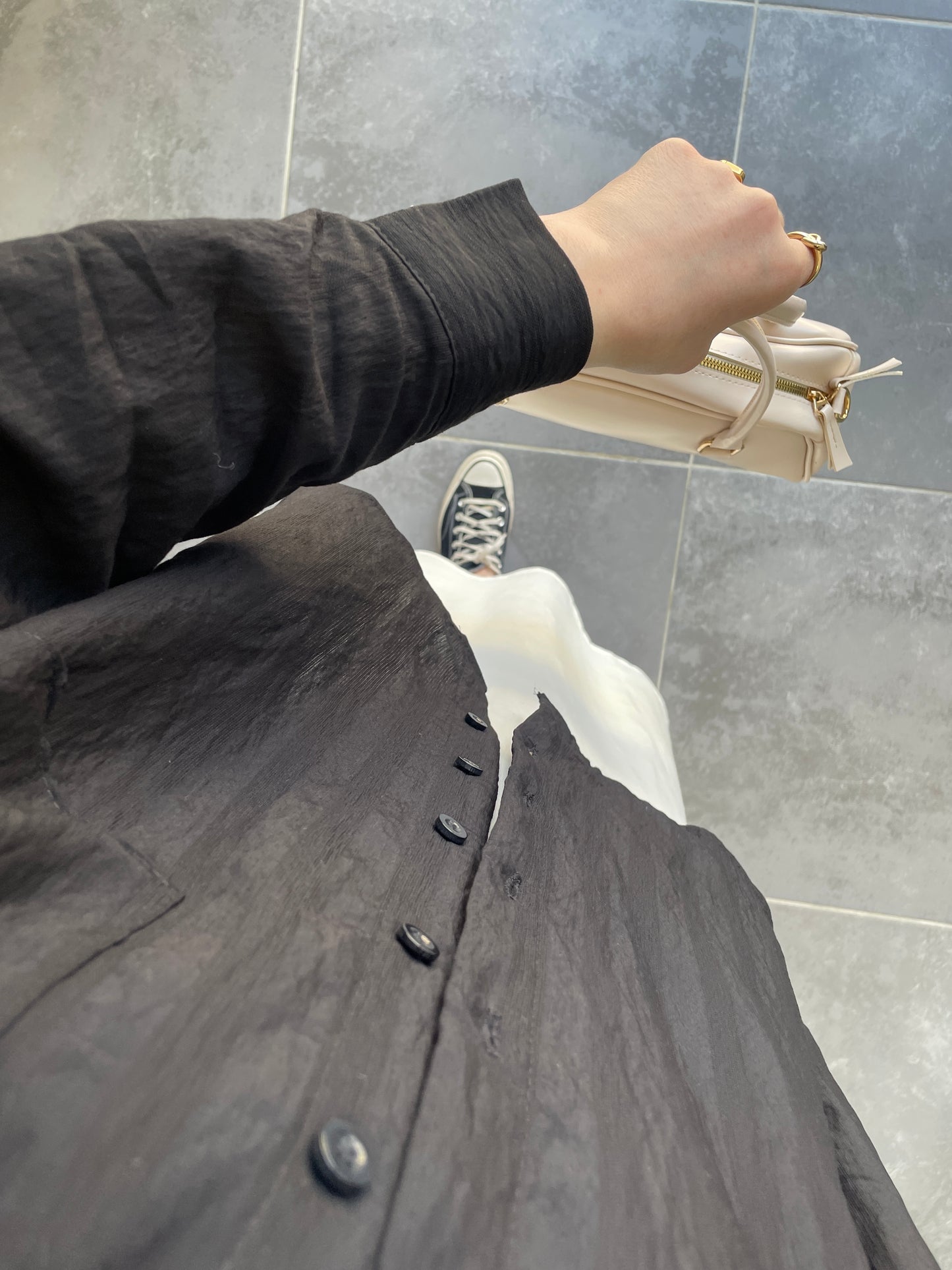 Kraş Kendinden Dokulu Gömlek-Siyah